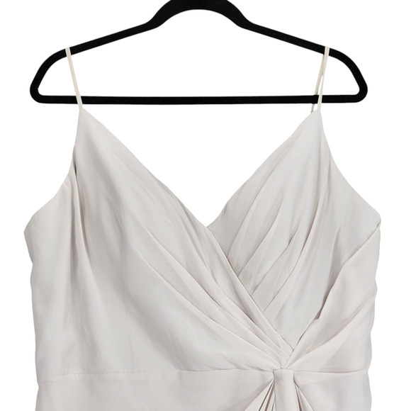 Morilee Bridesmaid Dress Gown sz 20 Women Chiffon Surplice Gathered Waist Silver - Picture 8 of 13